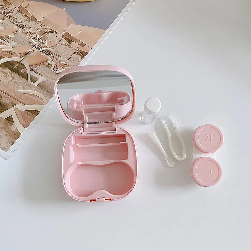 Femlion Glossy Solid Color Contact Lens Case: Mini Portable Box for Care and Storage