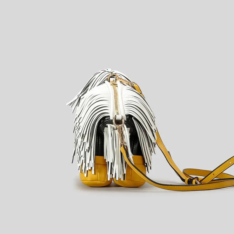 Femlion Chow Chow Design Shoulder Bag with Tassel Detail