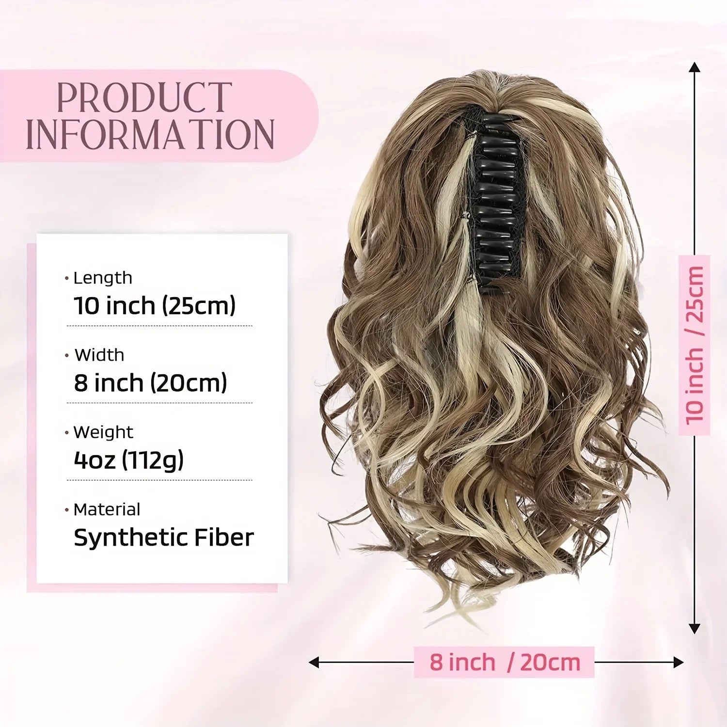 Femlion 12 Inch Curly Black Claw Ponytail Hair Extension Women's Synthetic Hairpiece