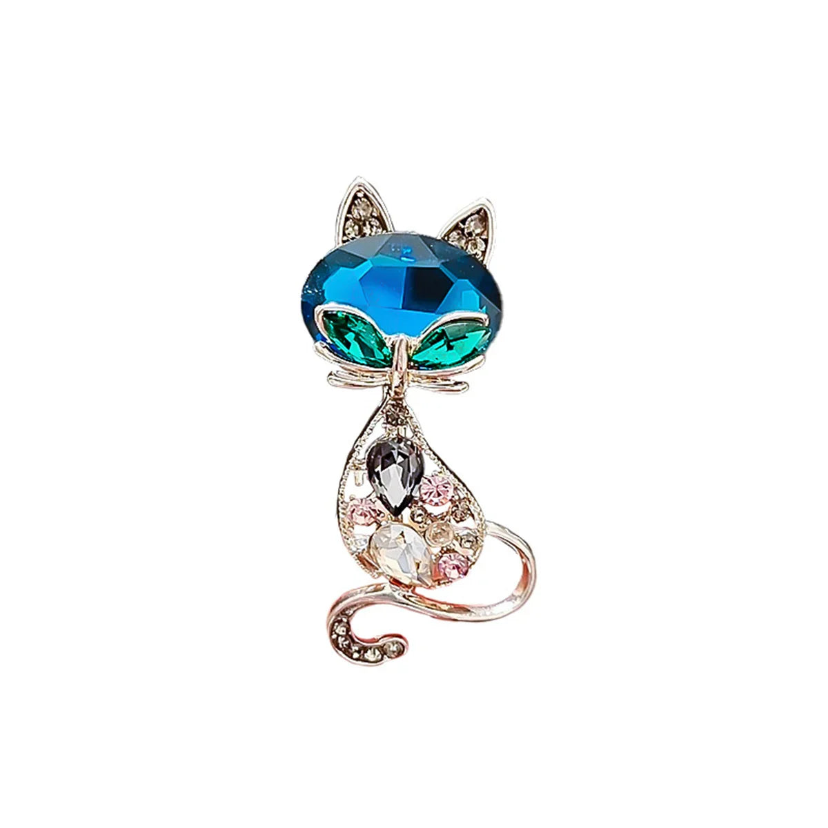 Femlion Sparkling Cat Brooch - Funny Kitten Lapel Pin for Women, Cute Animal Jewelry