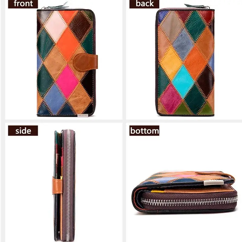 Femlion Plaid Leather Phone Wallet: Luxury Designer Long Purse for Fashionable Women