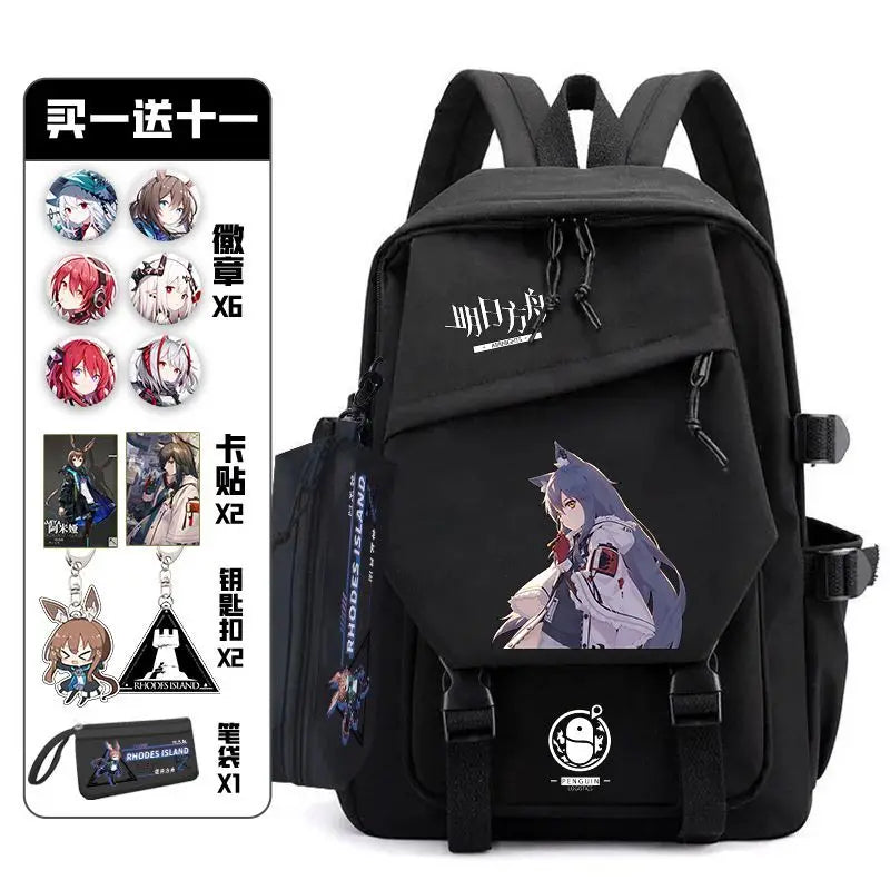 Femlion Pain Pack Badge Backpack for Teens - Waterproof Anime Schoolbag for Girls and Boys