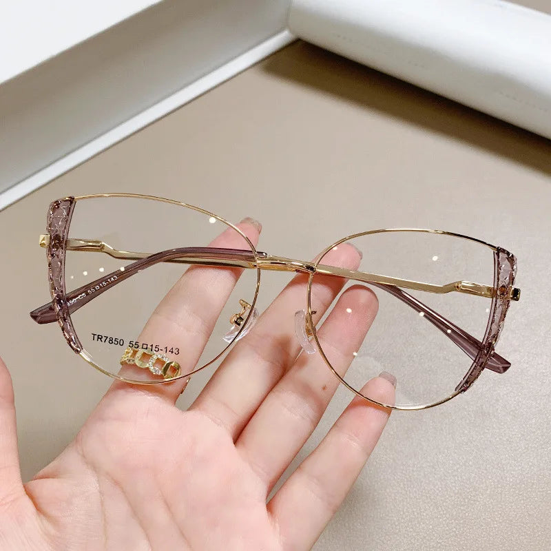 Femlion Cat Eye TR90 Metal Glasses: Elegant Women's Large Frame Eyeglasses