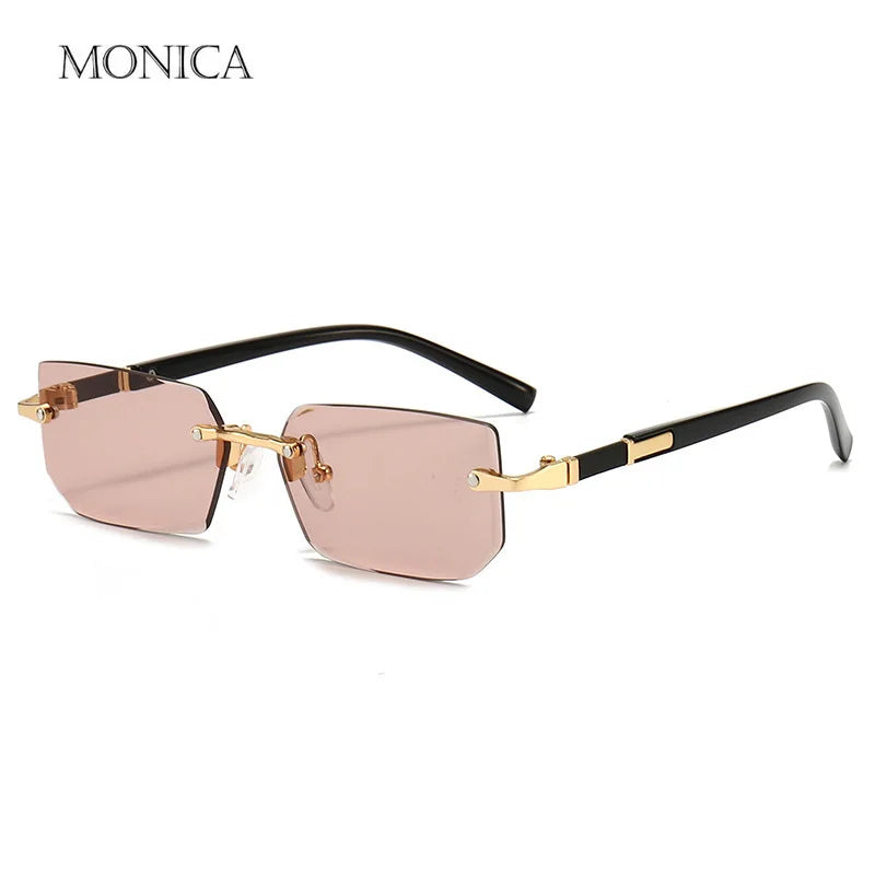 Femlion Classic Small Square Sunglasses for Men Women: Trendy Frameless Sun Glasses