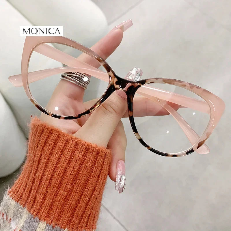 Femlion Oval Photochromic Eyeglasses Frames: Anti Blue Light Optical Fashion Spectacles for Women