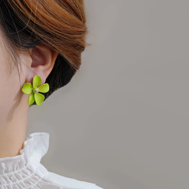 Mori Green Floral Asymmetric Tassel Earrings - Femlion 2023 Collection