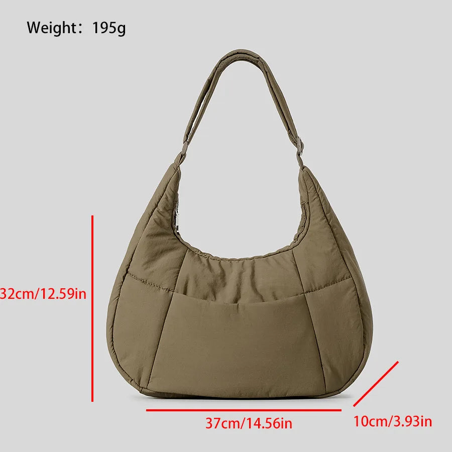 Femlion Nylon Padded Half Moon Crossbody Bag for Women