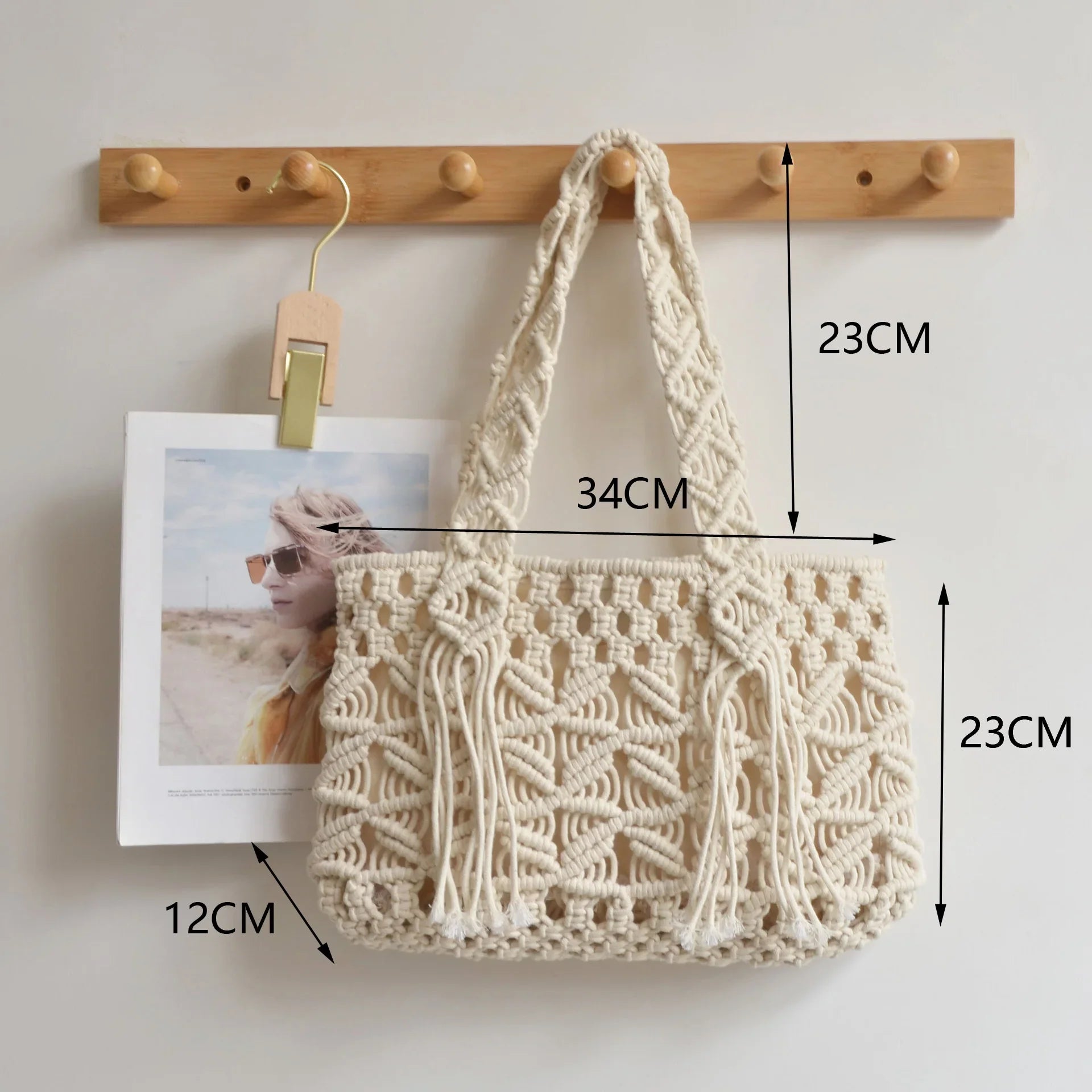 Femlion Cotton Rope Beach Shoulder Bag