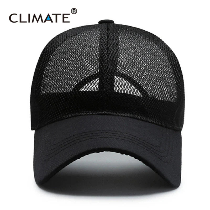 Femlion Mesh Cool Summer Trucker Cap Black Baseball Hat Top Breathable Beach Men