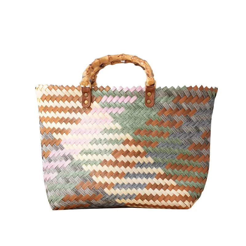 Femlion Straw Woven Tote Bag: Large Capacity Fashion Shoulder Bag