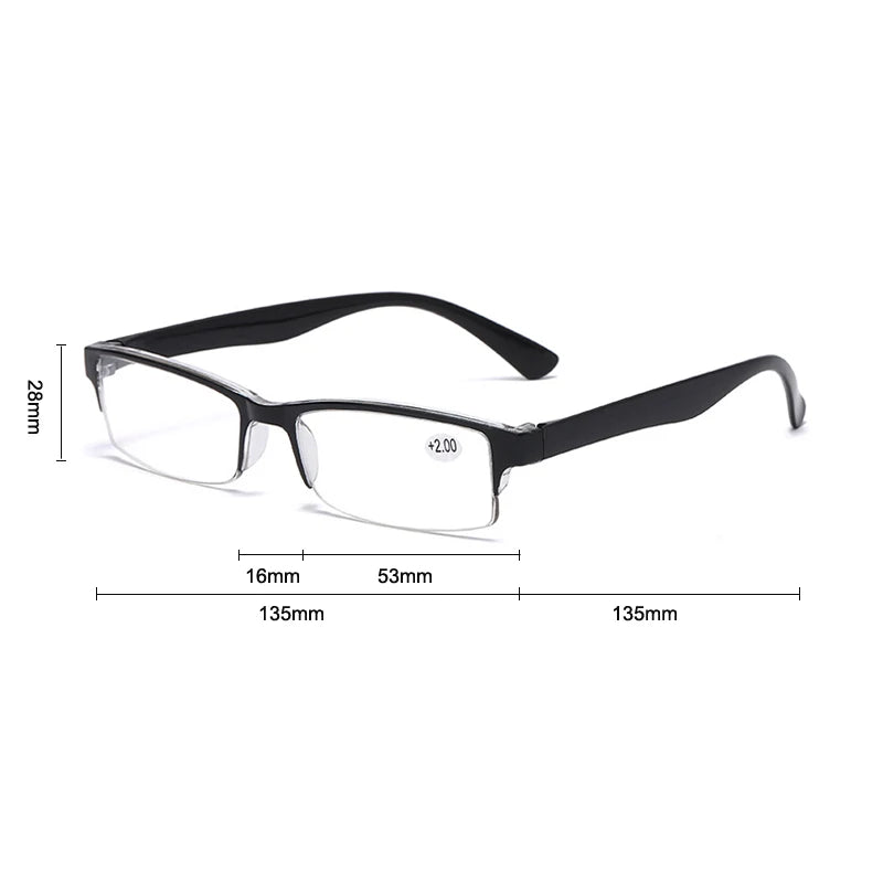 Femlion Half Frame Ultra-light Reading Glasses with Diopter for Women/Men, Various Prescriptions