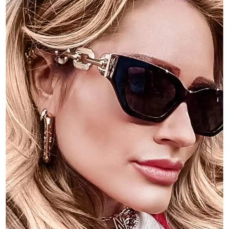 Femlion Cat Eye Chain Sunglasses - Elegant Fashion Shades for Women