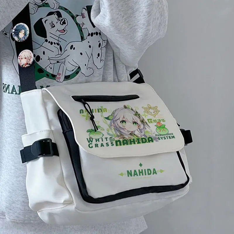 Anime Genshin Impact 9Pcs Set with Badges, Femlion Shoulder Bag and Crossbody Handbag