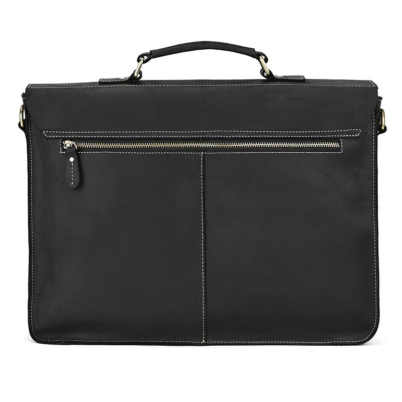 Femlion Large Leather Business Briefcase Shoulder Bag for Men and Women