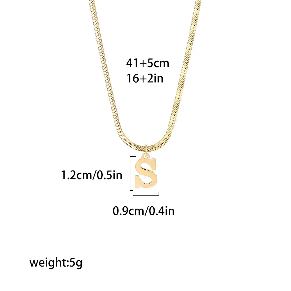 Femlion Gold Plated Stainless Steel Initial Letter Pendant Necklace for Women