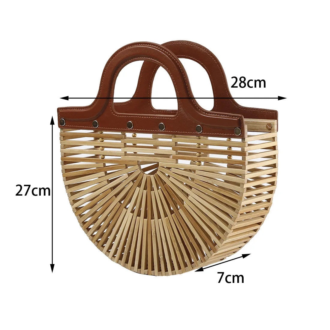 Femlion Bamboo Woven Handbag Beach Tote Luxury Women's Straw Bag