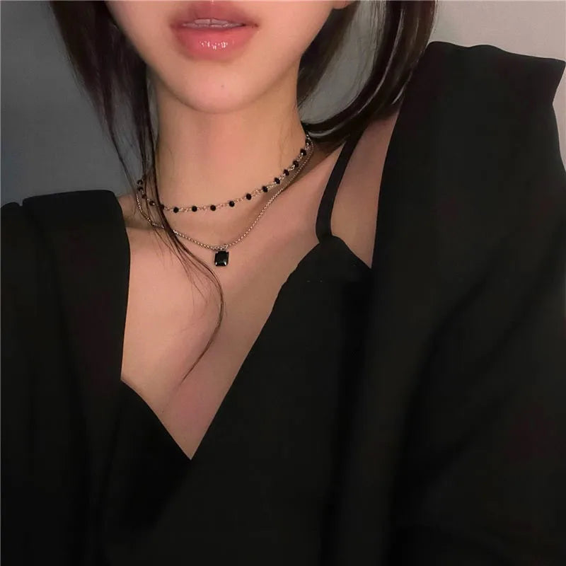 Femlion Double Layer Beads Choker Necklace - Geometric Wholesale Collar Jewelry