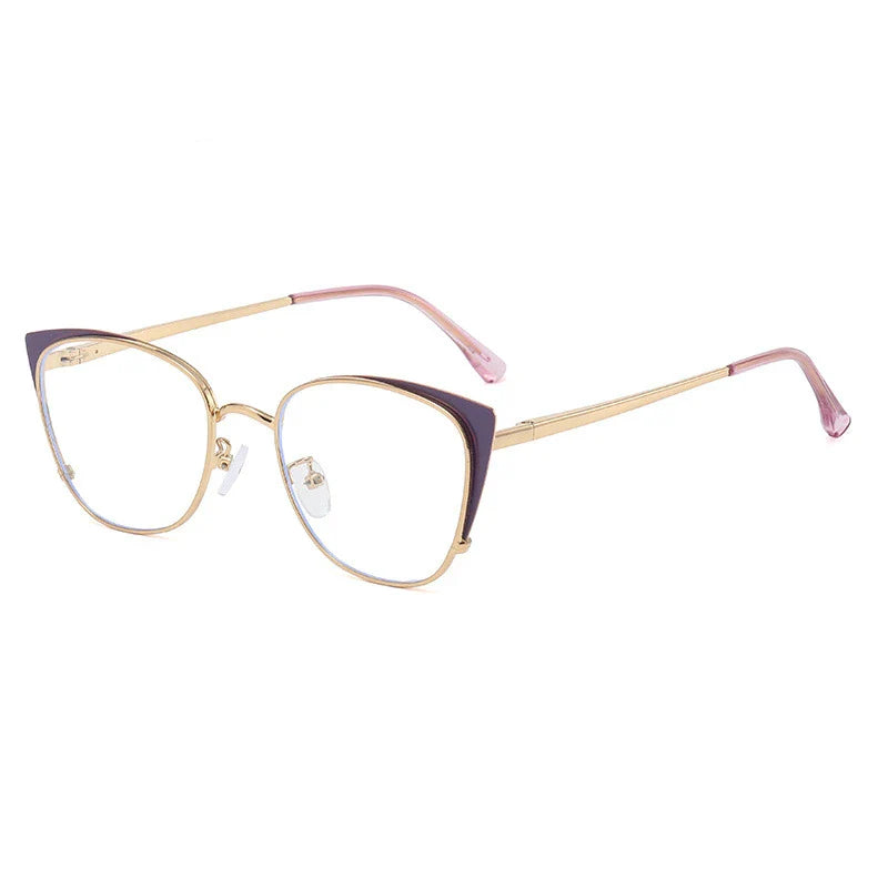 Femlion Metal Frame Cat Eye Anti-blue Light Computer Glasses