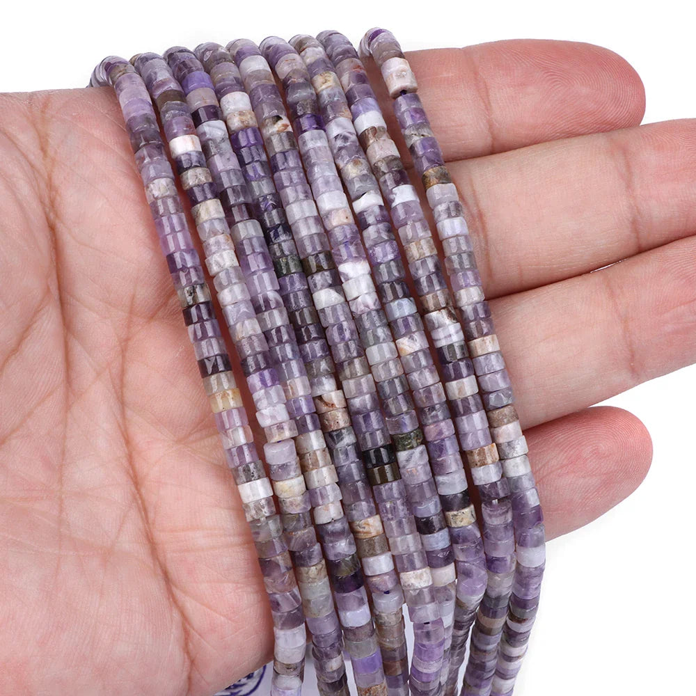 Femlion Amethyst Rondelle Beads 15.5'' Strand - 2x2x4MM Round Purple Quartz Crystal Hub