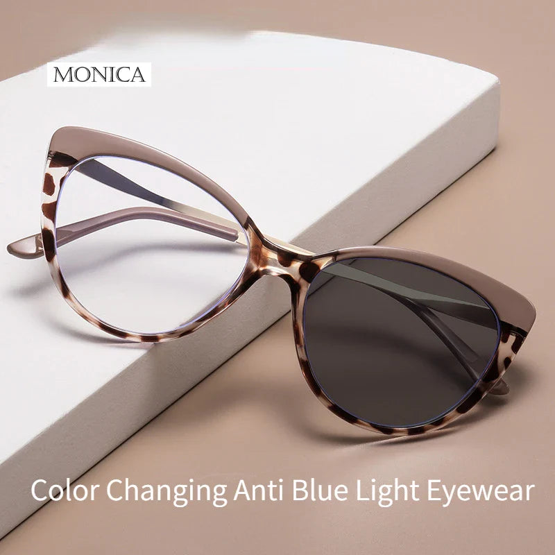 Femlion Color Changing Anti Blue Light Cat Eye Glasses Frame