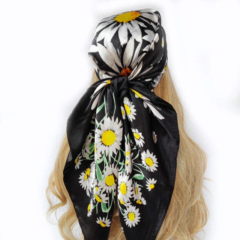 Femlion Vintage Silk Scarf Headwraps for Women, 90*90cm Foulard Bandana Headscarf
