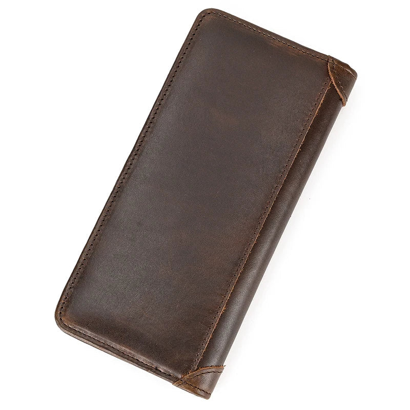 Femlion Leather Long Wallet for Men | Bifold Card Holder Purse in Natural Cow Skin