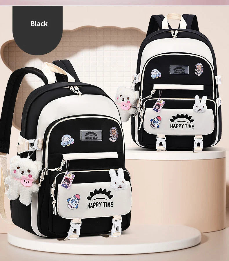 Femlion Multi-Pocket Nylon Backpack for Girls with Large Capacity and Cute Design