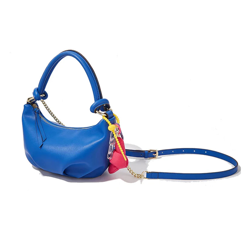 Femlion Stylish Leather Shoulder Bag for Women with Colorful Zippers