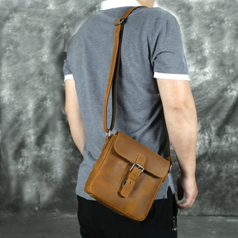 Femlion Cow Leather Men's Crossbody Messenger Bag