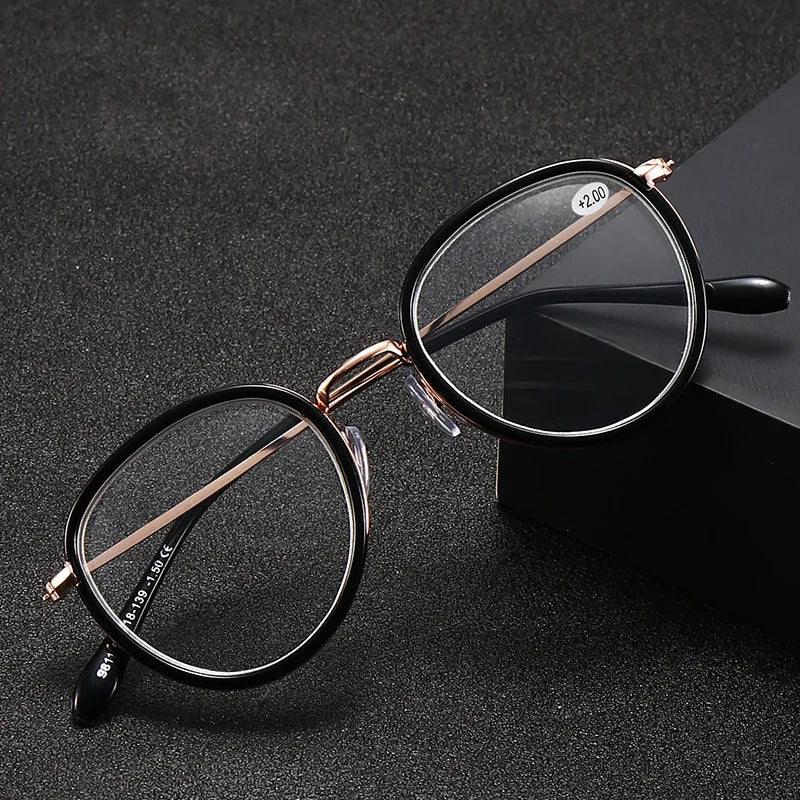 Femlion Vintage Round Metal Frame Reading Glasses for Men Women - 2024 Model