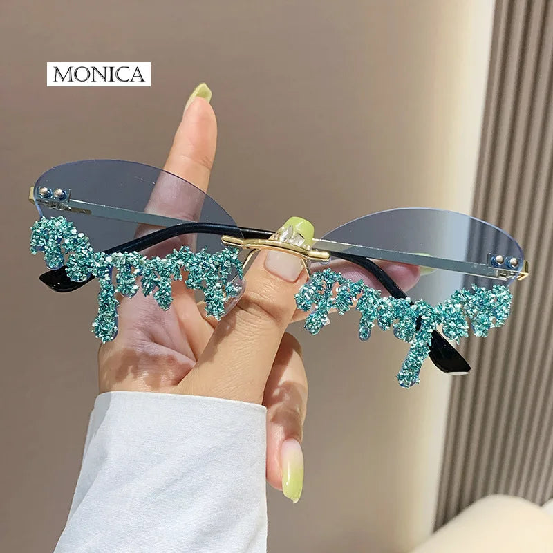 Femlion Rhinestone Tear Shape Sunglasses - Designer Punk Sun Glasses