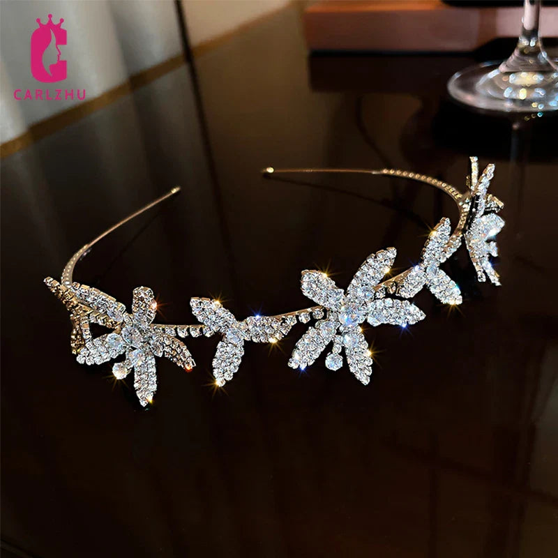 Femlion Rhinestone Flower Headband Hairband for Women - Luxe Fashion Headwear