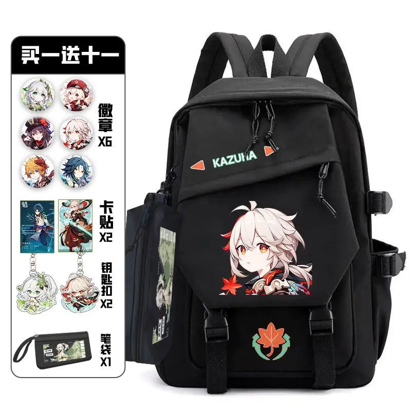 Femlion Genshin Impact Pain Pack Badge Set Backpack Pencil Box Schoolbag for Teens