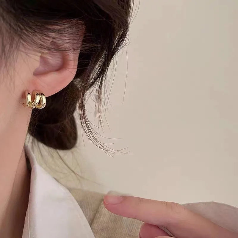 Femlion Gold Plated Chunky Hoop Earrings for Women