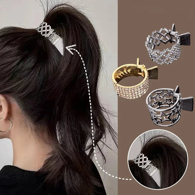 Femlion Simulated Pearl Rhinestone Hair Claw Clip for High Ponytail Holder