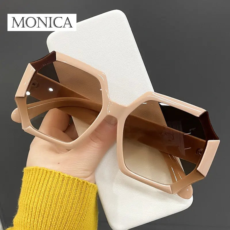 Femlion Polygonal Square Sunglasses with Gradient Lenses for Women