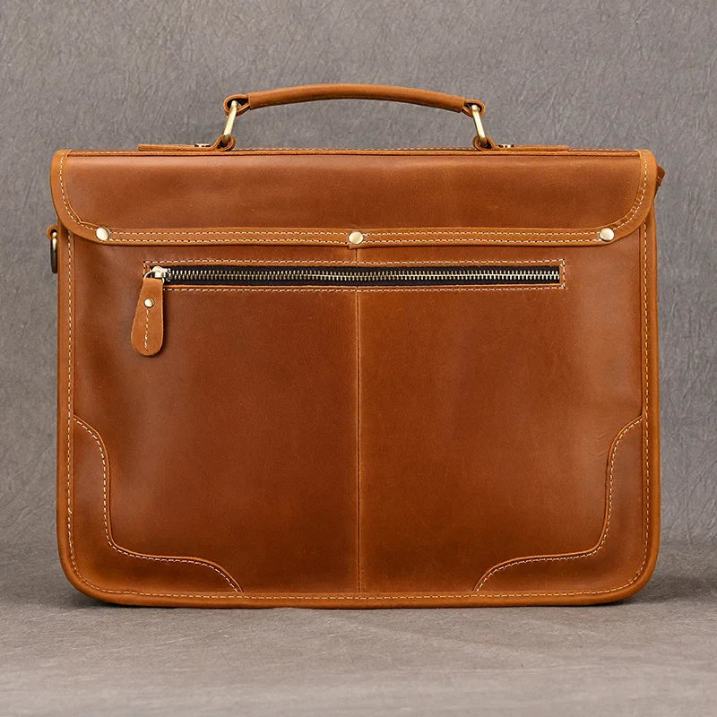 Femlion Leather Laptop Briefcase for Men 14" - Genuine Leather Computer Bag