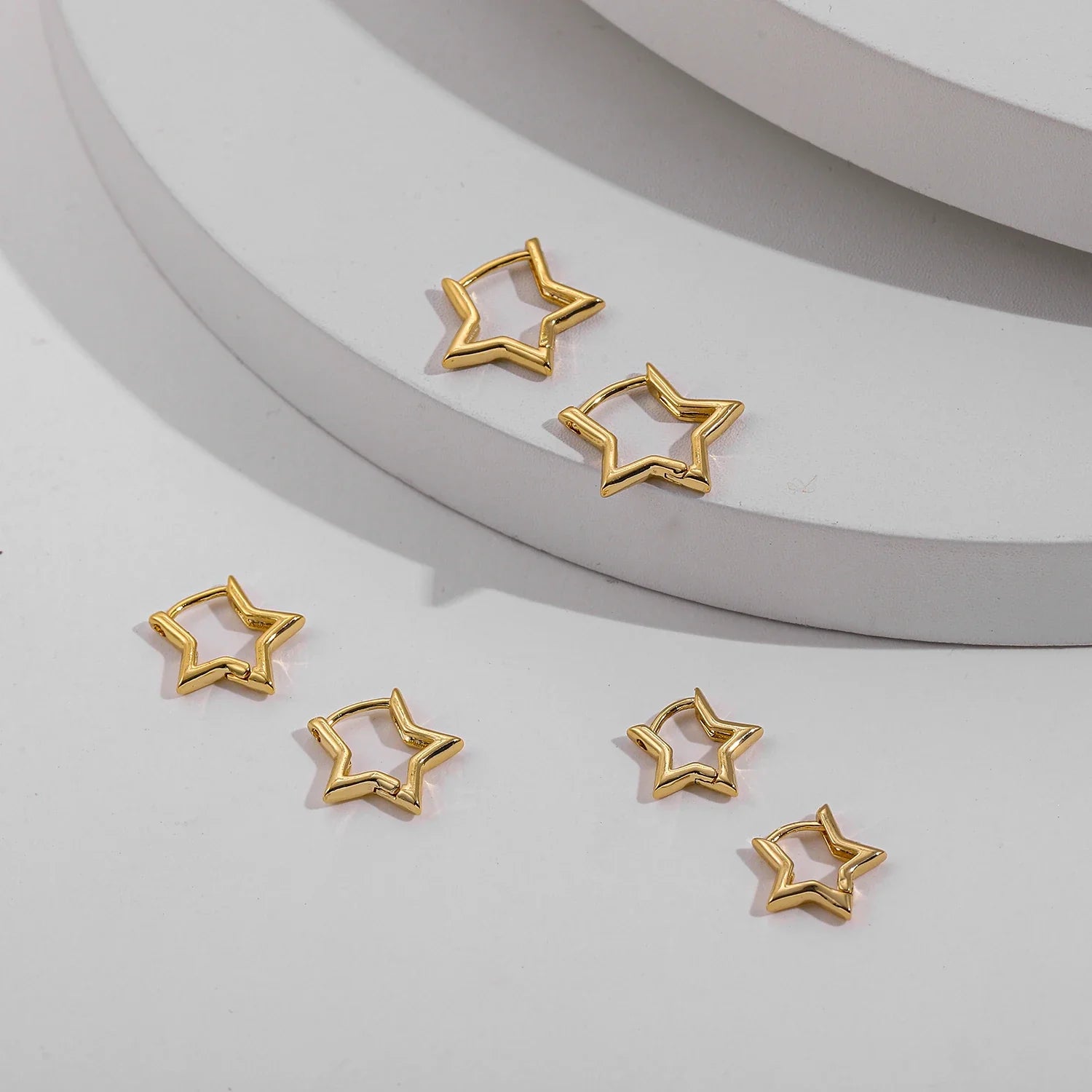 Femlion Copper Star Hoop Earrings for Women: Minimalist Fashion Statement Jewelry