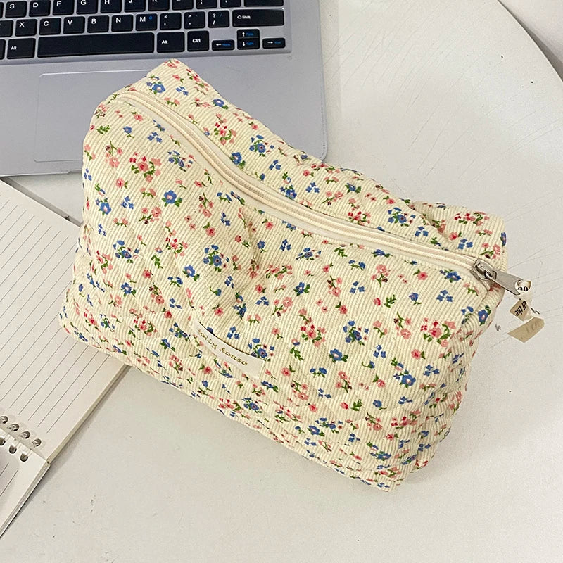 Femlion Quilting Corduroy Makeup Bag with Liberty Pattern