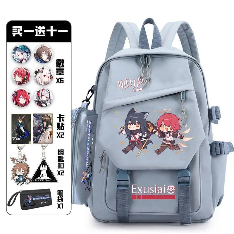 Femlion Pain Pack Badge Backpack for Teens - Waterproof Anime Schoolbag for Girls and Boys