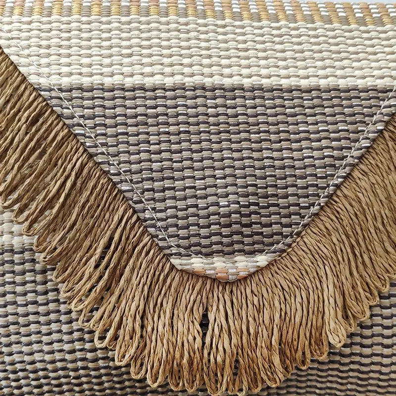 Femlion Wide Stripe Tassel Envelope Clutch - Stylish Handbag with Woven Design