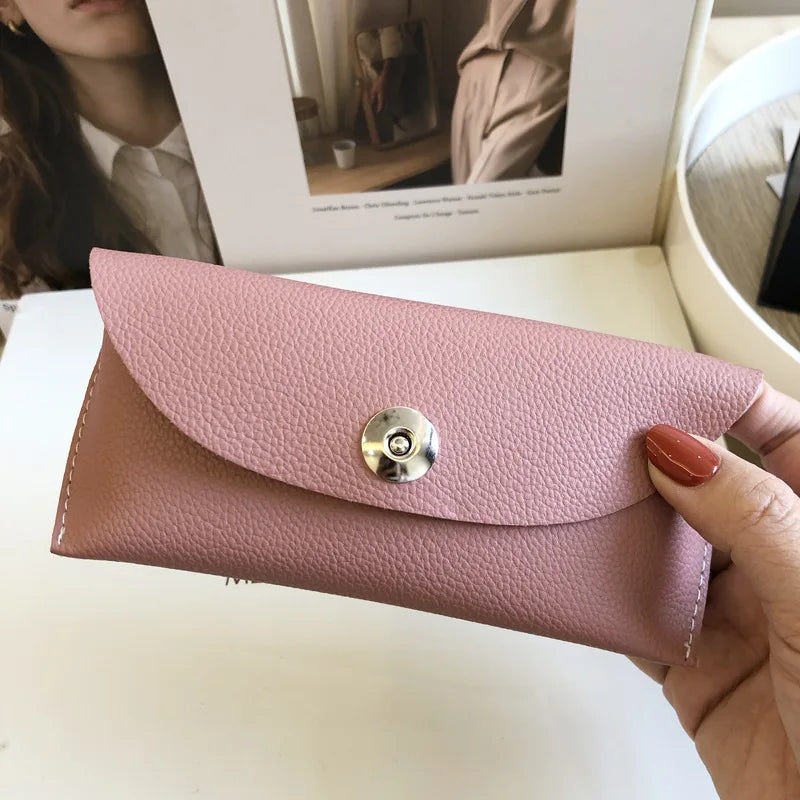 Femlion Litchi Grain Leather Sunglasses Case in Purple Nude Pink