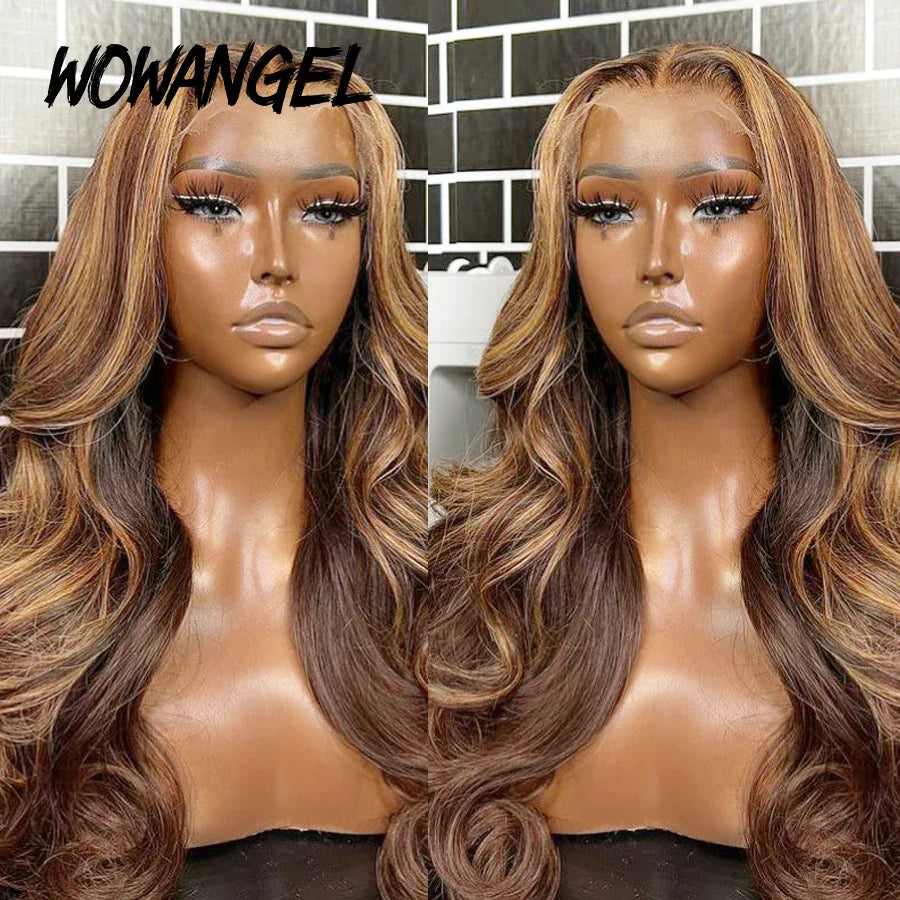 Femlion 13x6 HD Lace Highlight Body Wave Human Hair Full Lace Wig