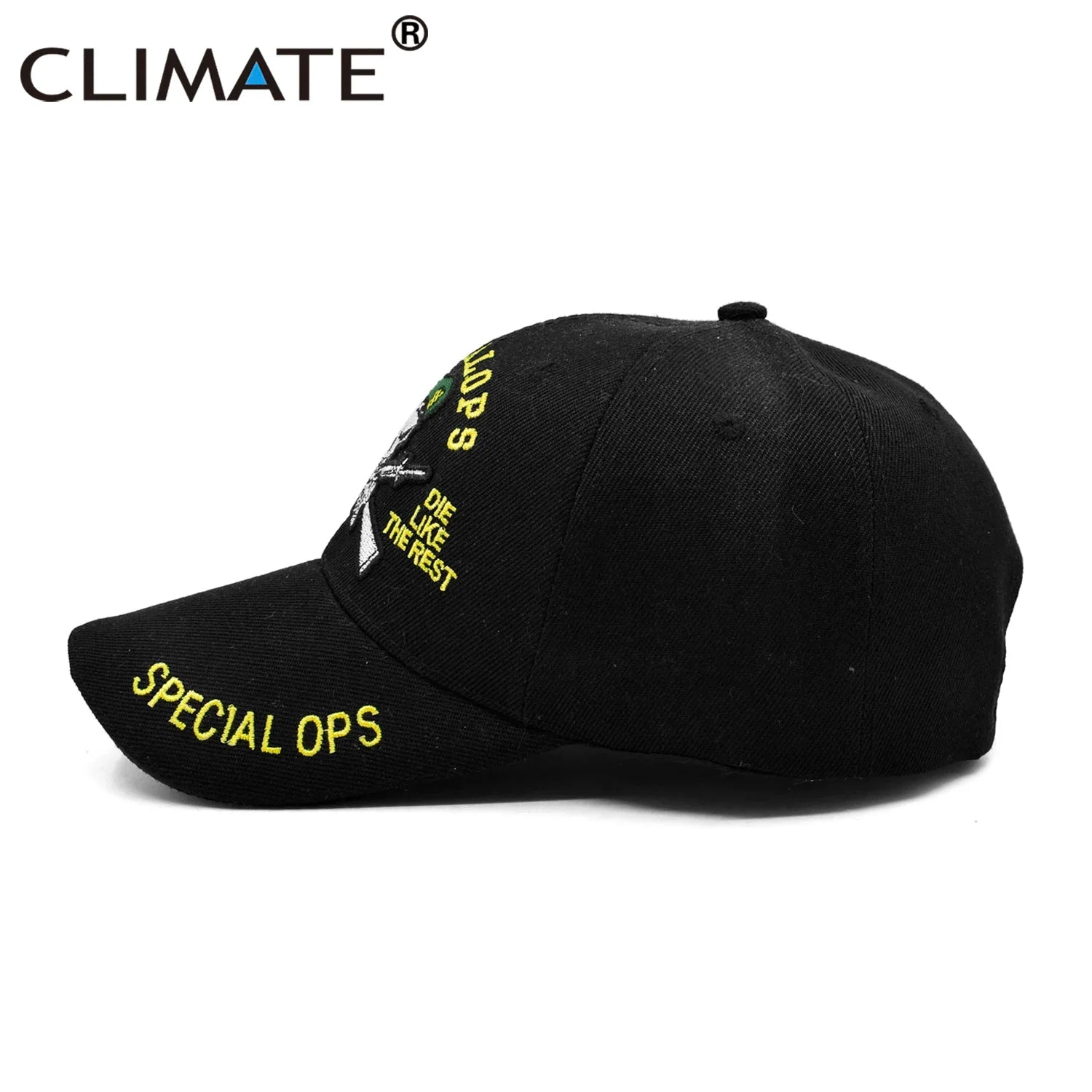 Femlion Cool Black Special Ops Bone Gun Baseball Cap for Men