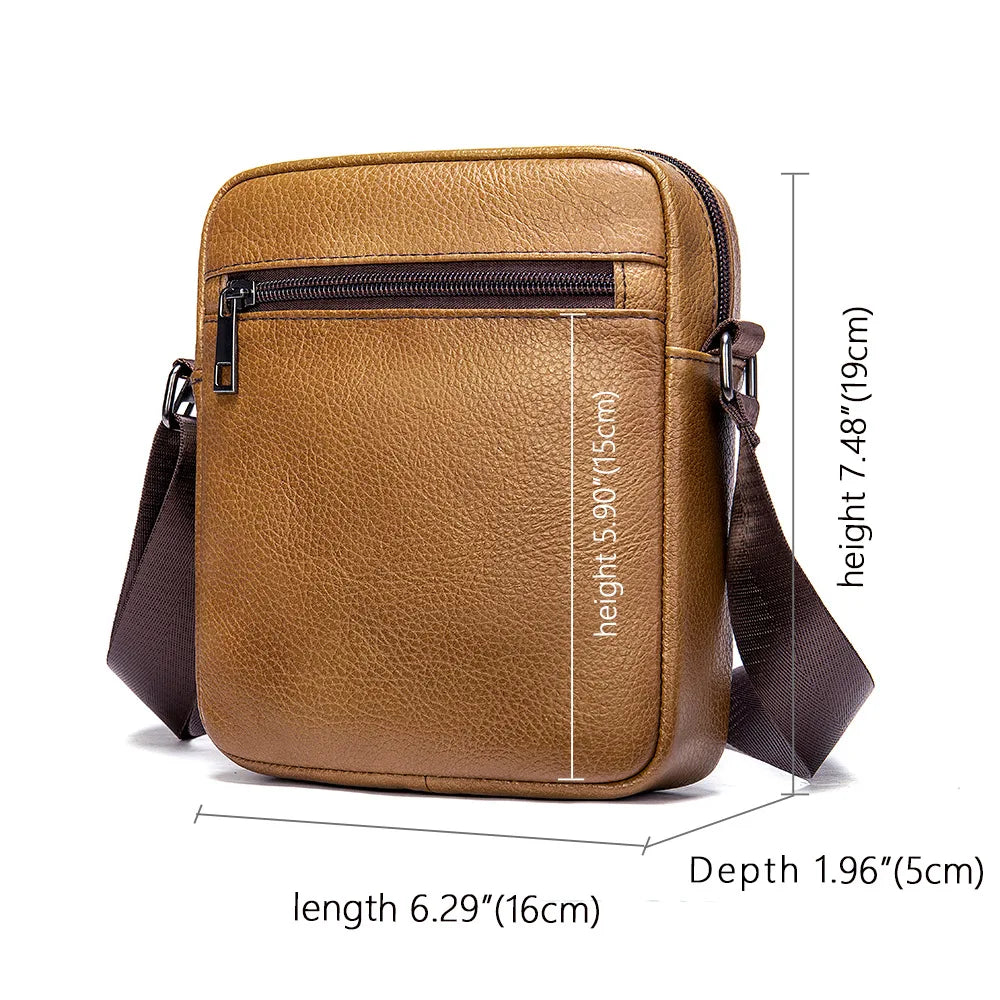 Femlion Luxury Mini Leather Messenger Bag for Men Crossbody Shoulder Bag