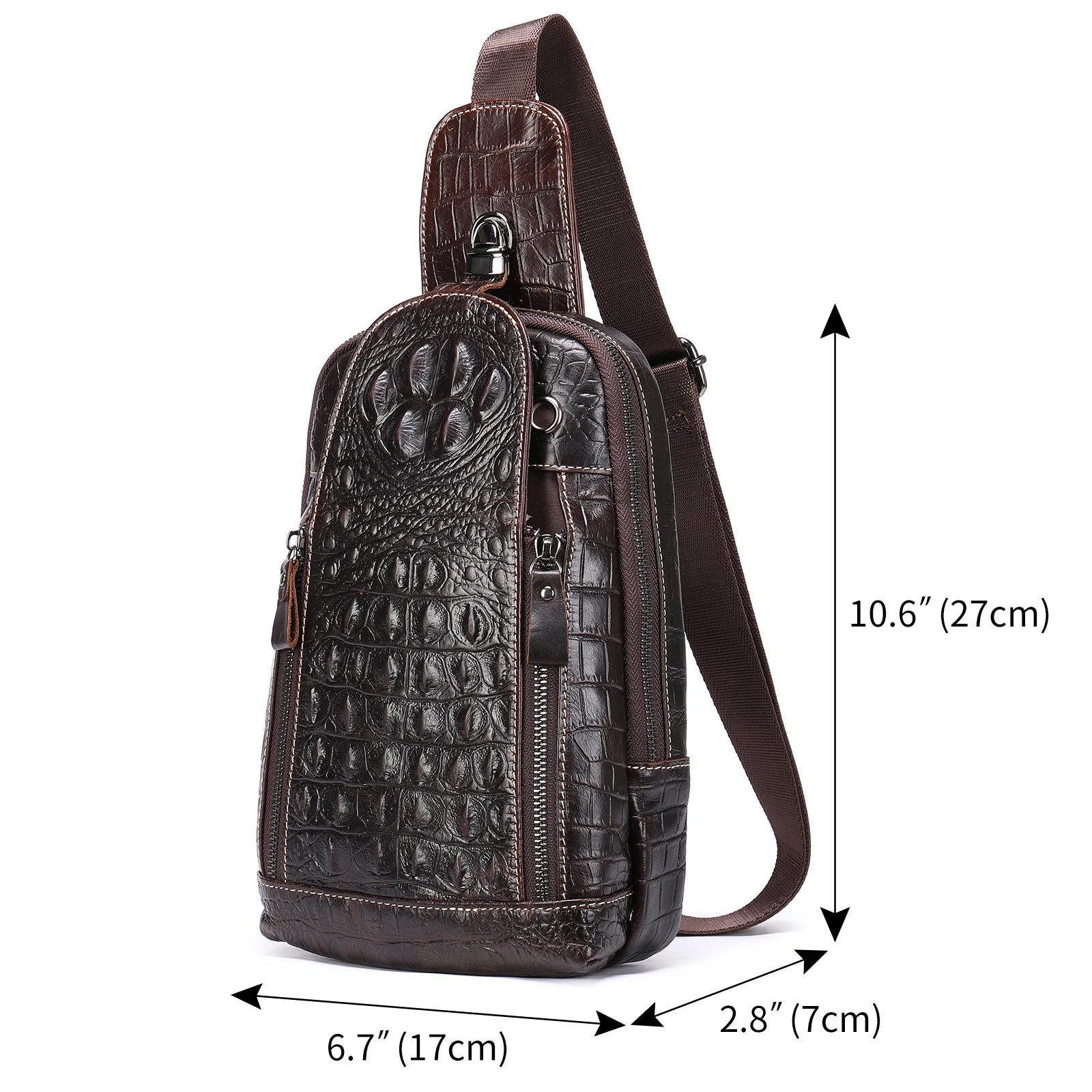 Femlion Alligator Pattern Leather Chest Bag Men's Crossbody Chest Pack