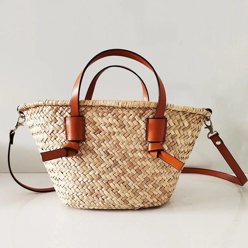 Femlion Seaside Beach Bag, Straw Handbag - Fresh and Stylish