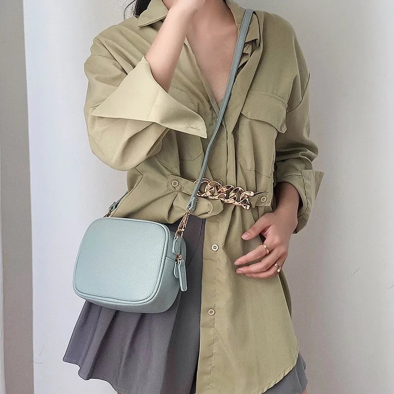 Femlion Solid Color Shoulder Bag: High Quality Classic Crossbody Purse