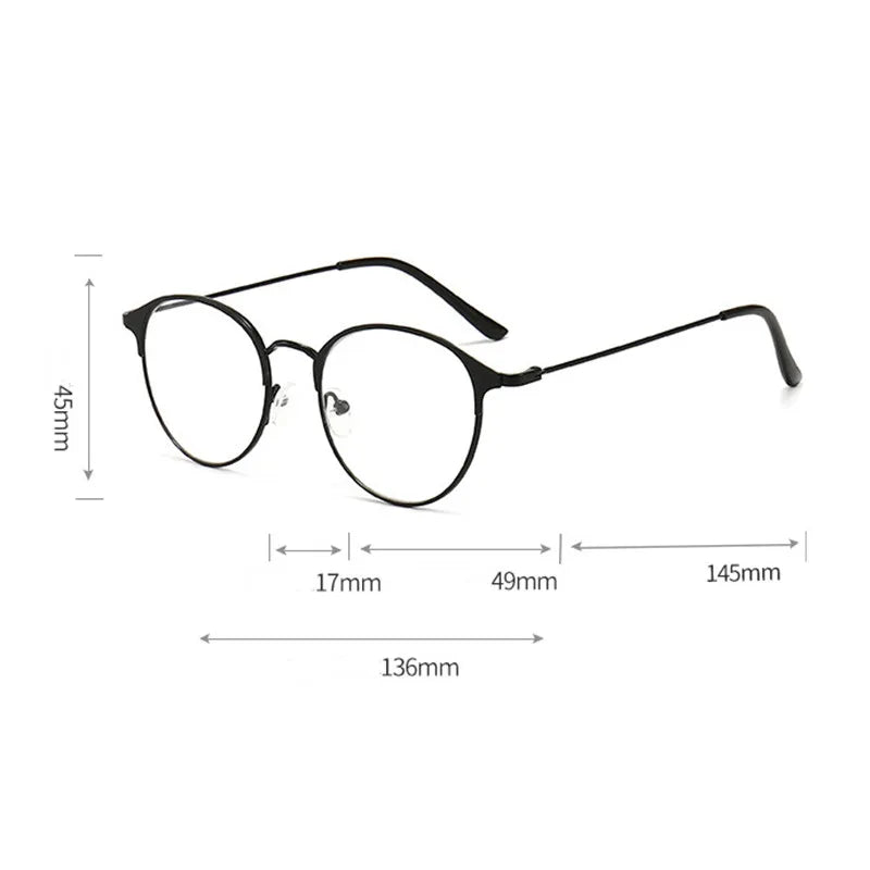 Femlion Metal Round Frame Myopia Glasses -1.0~-4.0