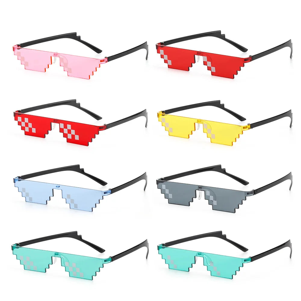 Femlion Pixel Mosaic Sunglasses Retro Fashion UV400 Sun Glasses